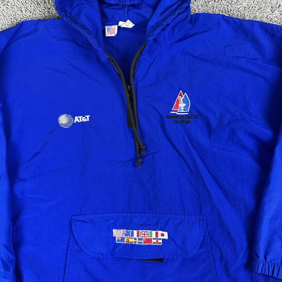 Vintage America's Cup San Diego Jacket Mens XL Blue Sailing Windbreaker 90s - Picture 3 of 11